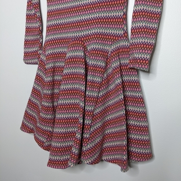 ✨3/$15 Coconinno pink diamond pattern knit skater dress XS - Picture 3 of 7